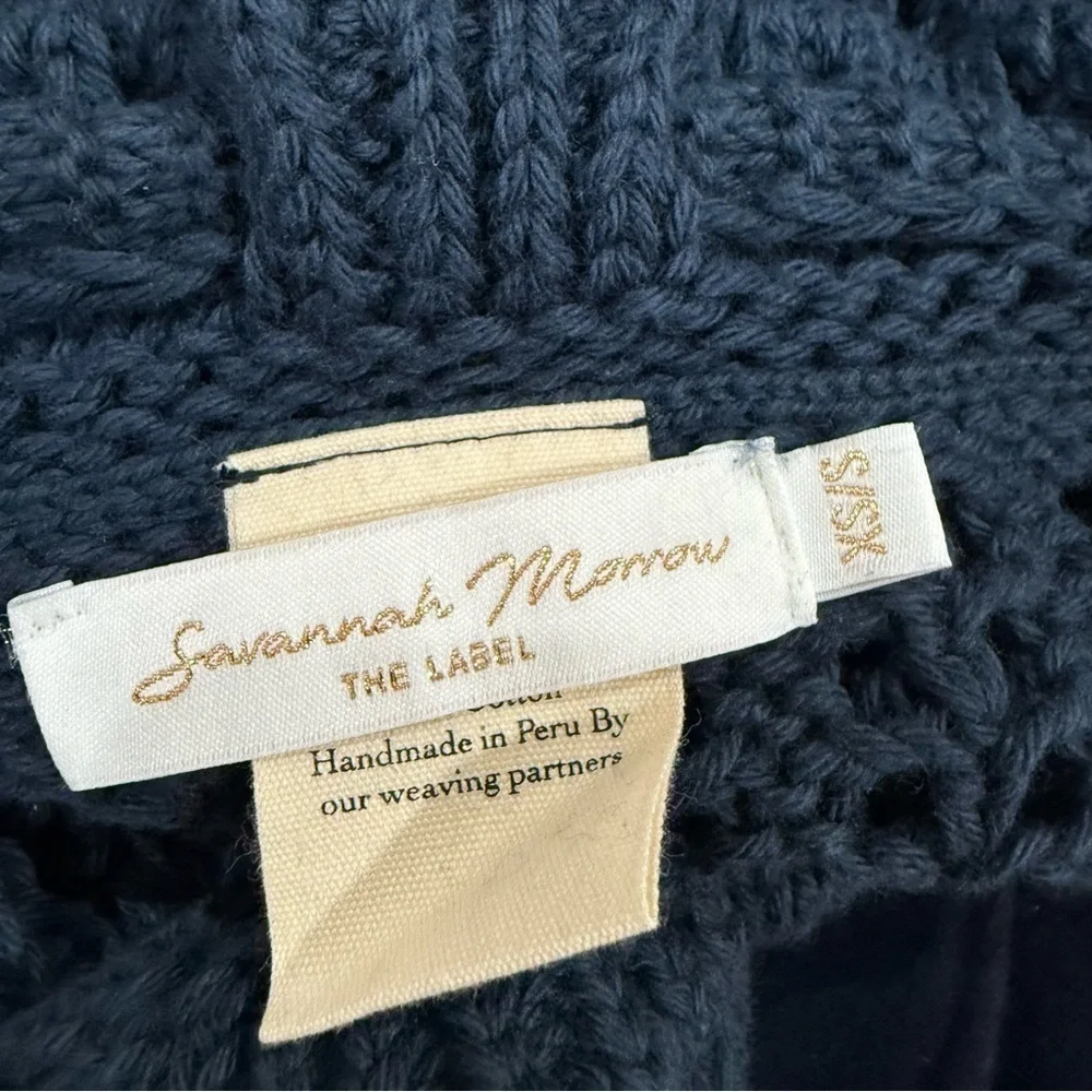 Savannah Morrow The Label Pants Oak Crochet Knit Belted Cotton in Navy